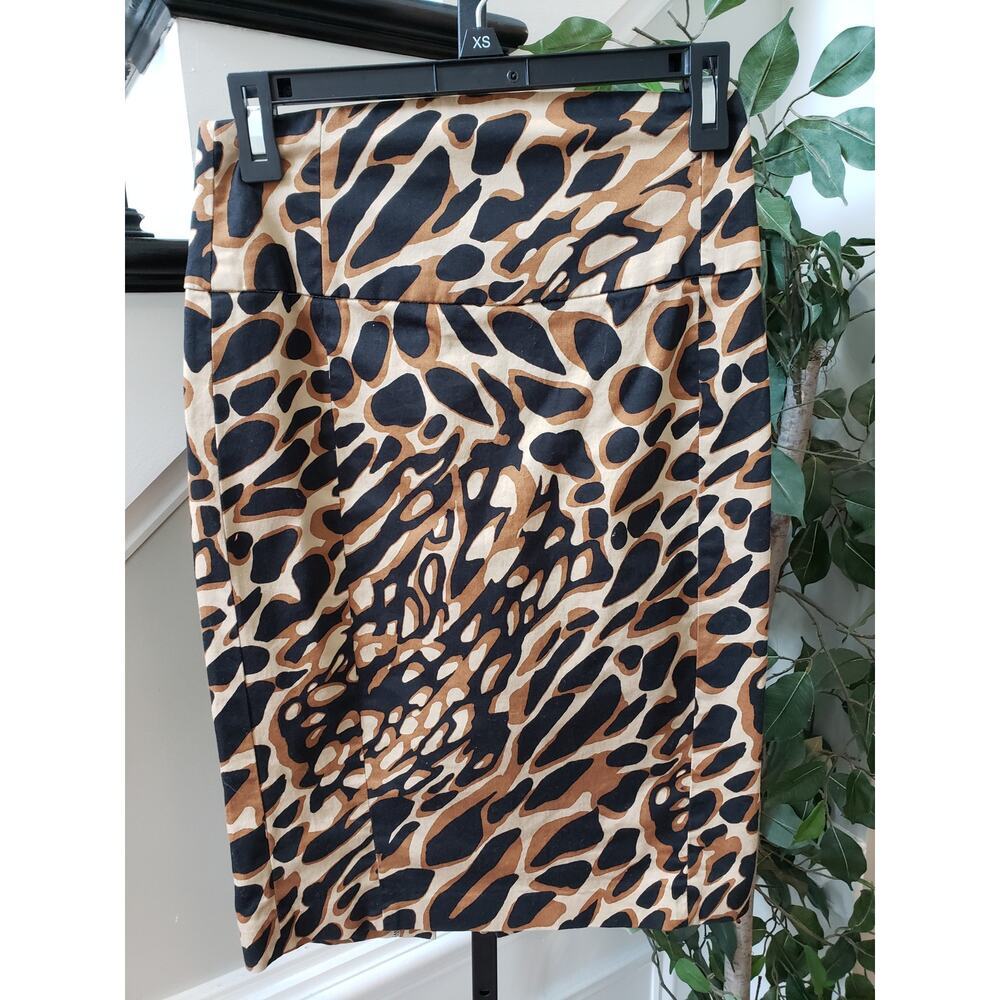 Express Design Studio Pencil Skirt Women's 2 Multi Wide Band Waist Leopard Print